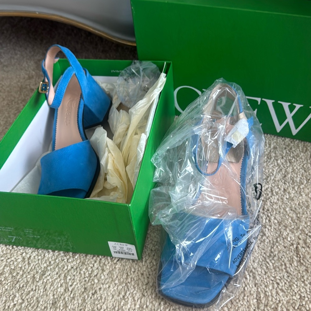 Jcrew suede block heels.
